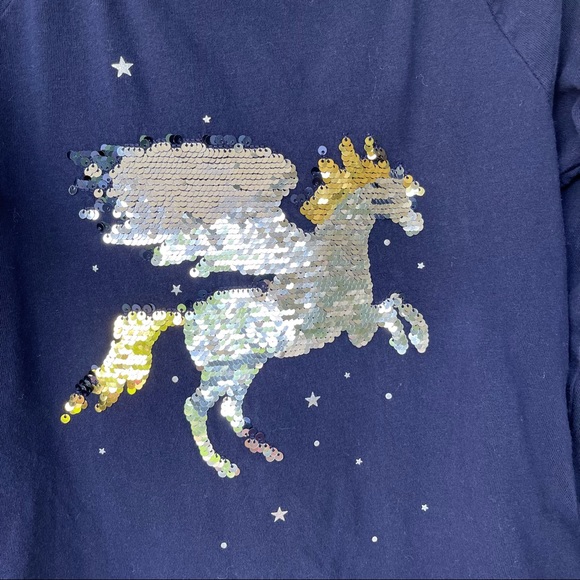 •GAP Kids• Unicorn Flip Sequin Long Sleeve Tee - Size Small - Picture 4 of 7